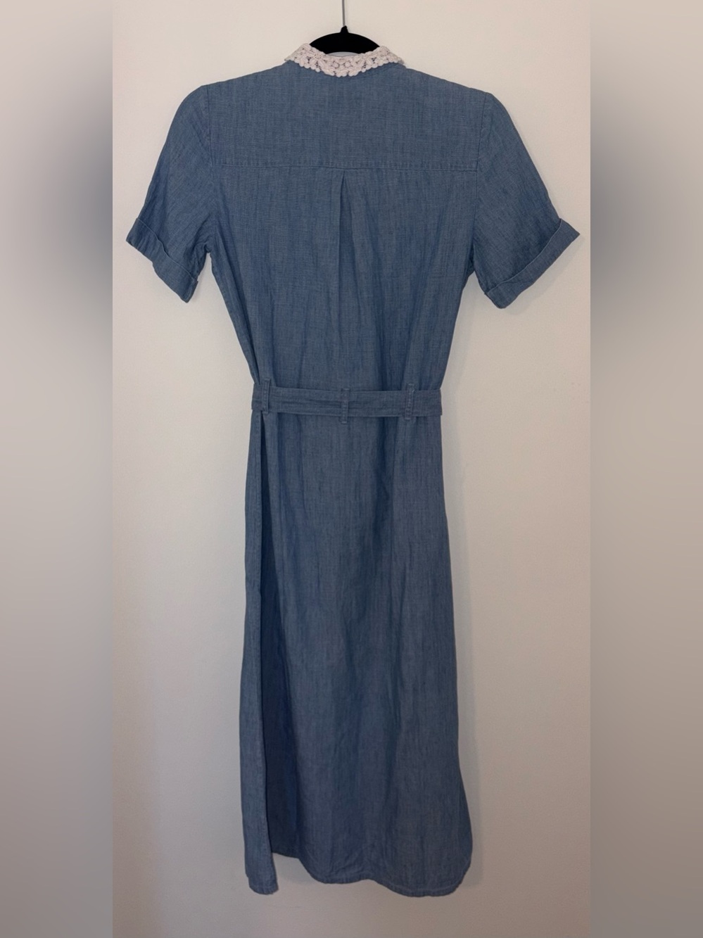 Sezane Alex Shirt Dress in Chambray with White Lace Collar FR34/US2 - Picture 4 of 6